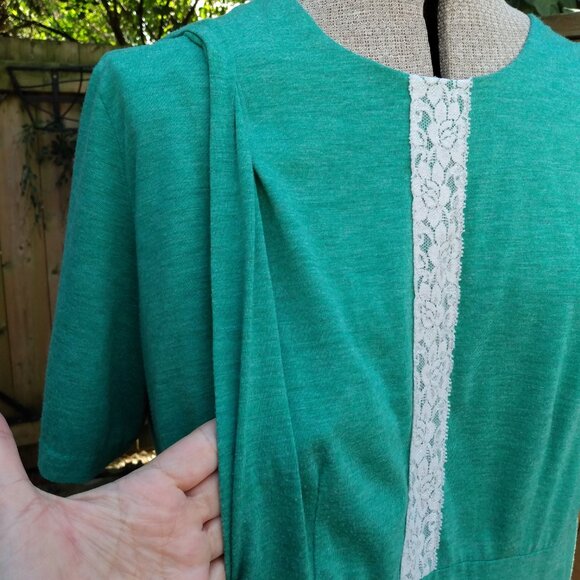 Handmade Green T-Shirt Dress Size Medium Mennonite Cape Prairie - Picture 6 of 12